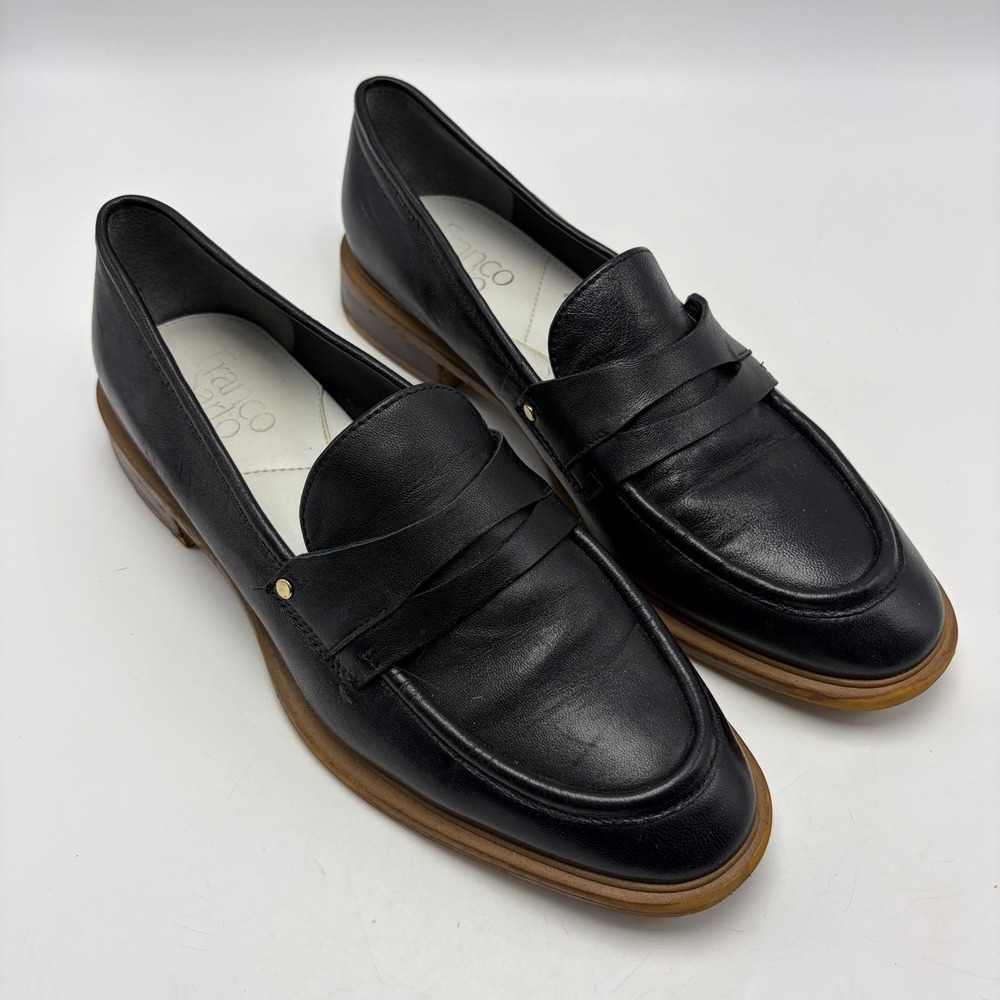 Franco Sarto Edith Penny Loafers Womens 8.5 M Black Leather Office Career Read